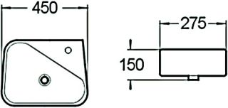 Раковина накладная SantiLine SL-2017R 45см правая белый